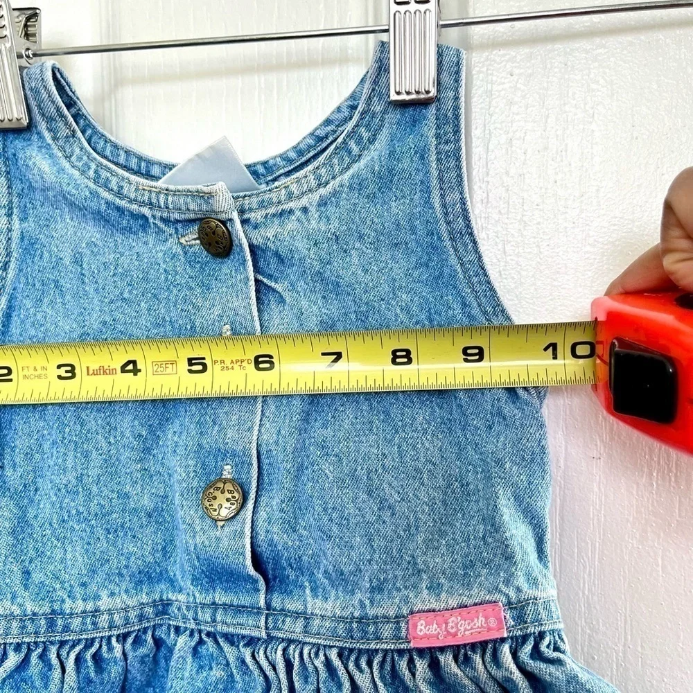 Vintage Oshkosh baby B’gosh denim bubble dress overall jean jumper girl 12M USA - Picture 7 of 9